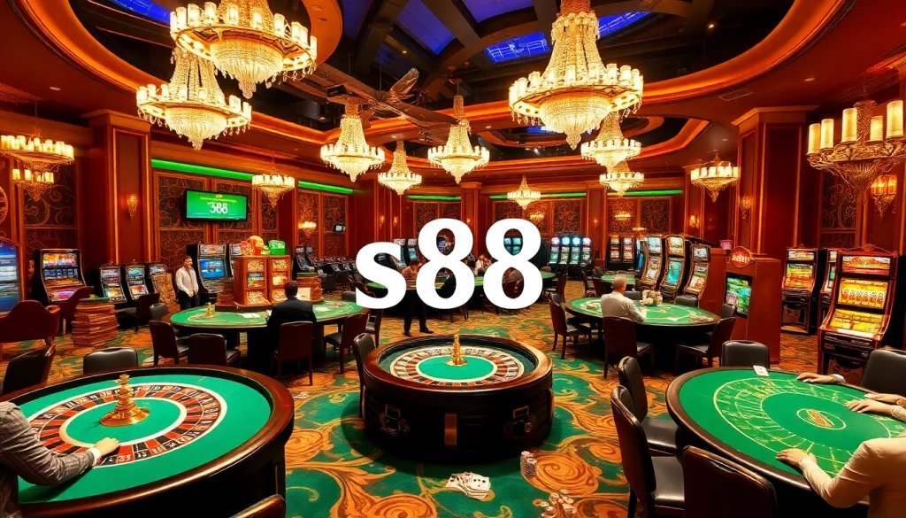 Experience the thrill of high-stakes gambling at s88 with luxurious casino tables and vibrant action.