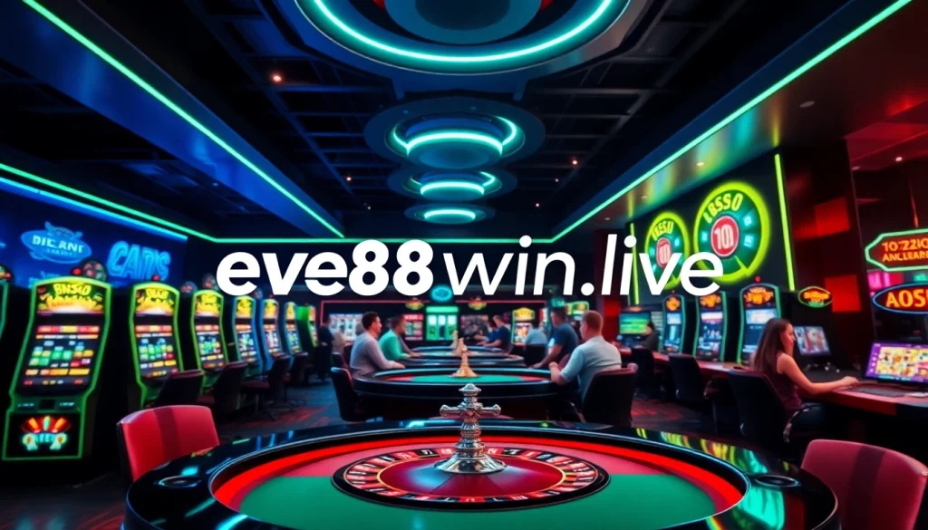 Experience the thrill of online gambling with ev88win.live featuring a vibrant casino atmosphere.