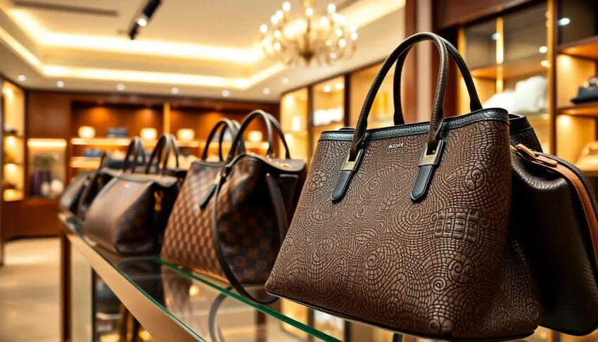 명품 이미테이션 가방을 세련된 부티크에서 선보이며 세련된 디자인을 강조하는 이미지