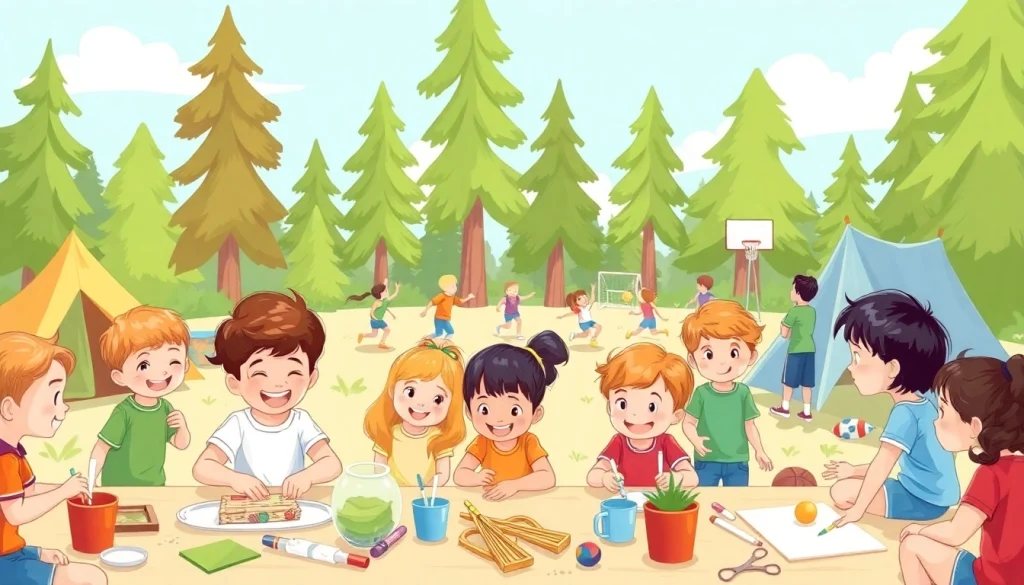 Children enjoying various activities during holiday camps, featuring crafts and sports.