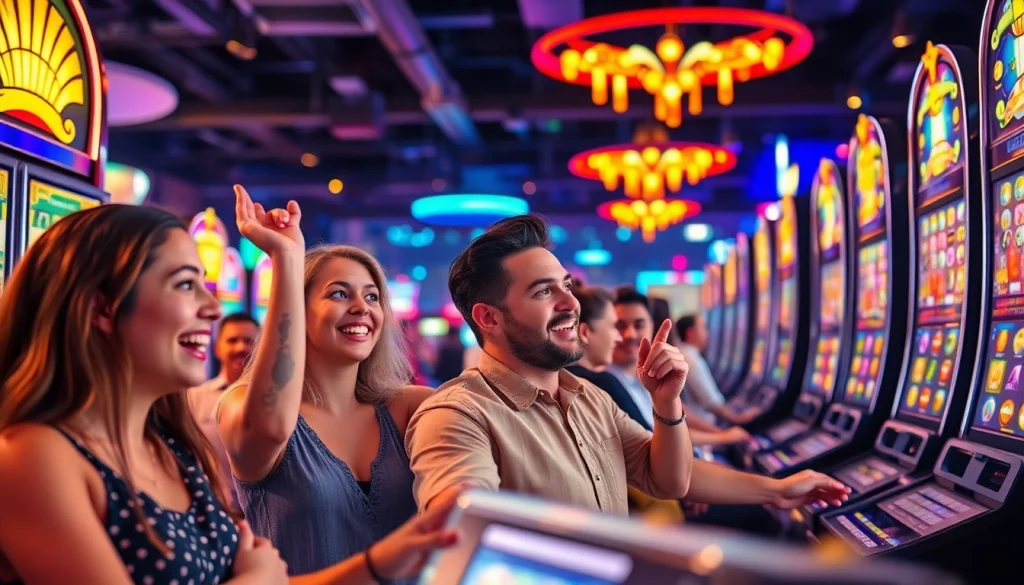 Rayakan kemenangan slot depo 1000 di lingkungan kasino yang cerah dan penuh semangat.