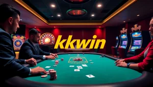 Engage in thrilling gameplay at kkwin casino with vibrant poker chips and illuminated slot machines.