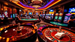 Experience thrilling gameplay at S8 casino with vibrant slot machines and exciting poker tables.