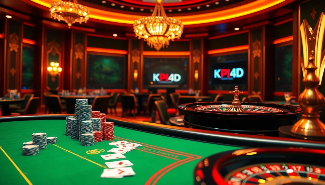 Play games at KPI4D with vibrant casino elements in a professional gambling interface.
