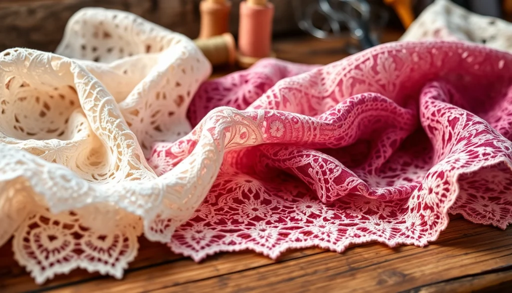 Verken kanten stof per meter met een assortiment van prachtige en gedetailleerde patronen.