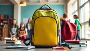 Handtasche für Schulen, stilvolle und funktionale Schultasche mit farbenfrohen Details.