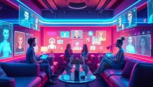 The best nsfw ai chatbots showcased in a vibrant, immersive digital lounge atmosphere.