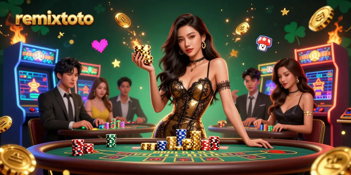 Experience high-stakes gambling at remixtoto with glamorous players and vibrant casino elements.