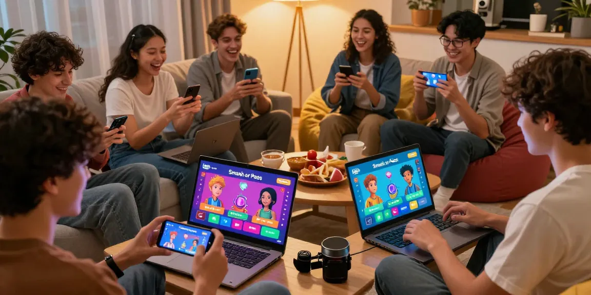 Engaging group of friends enjoying smash or pass ai rating game in a cozy setting.