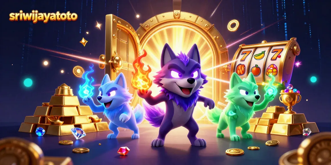 Sriwijayatoto embodies adventure as glowing wolves explore a treasure-laden, dynamic casino scene.