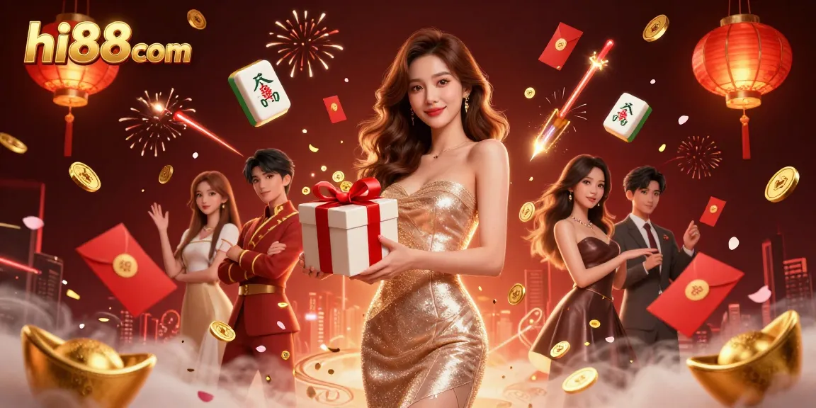 Experience vibrant gaming excitement at hi88com with festive Lunar New Year elements in this 3D illustration.
