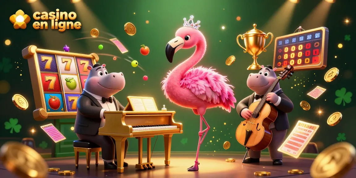 Jouez à des jeux passionnants de casino en ligne dans une scène festive colorée.