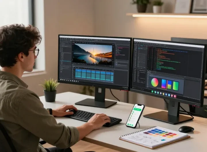 Dynamic workspace of a software developer using snipaste官网 to capture and annotate screens effectively.