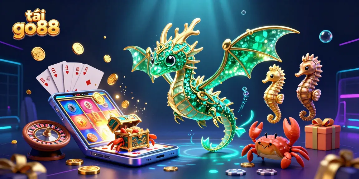 Play exciting casino games at tải go88 with a vibrant underwater scene featuring a sea dragon and treasure chest.