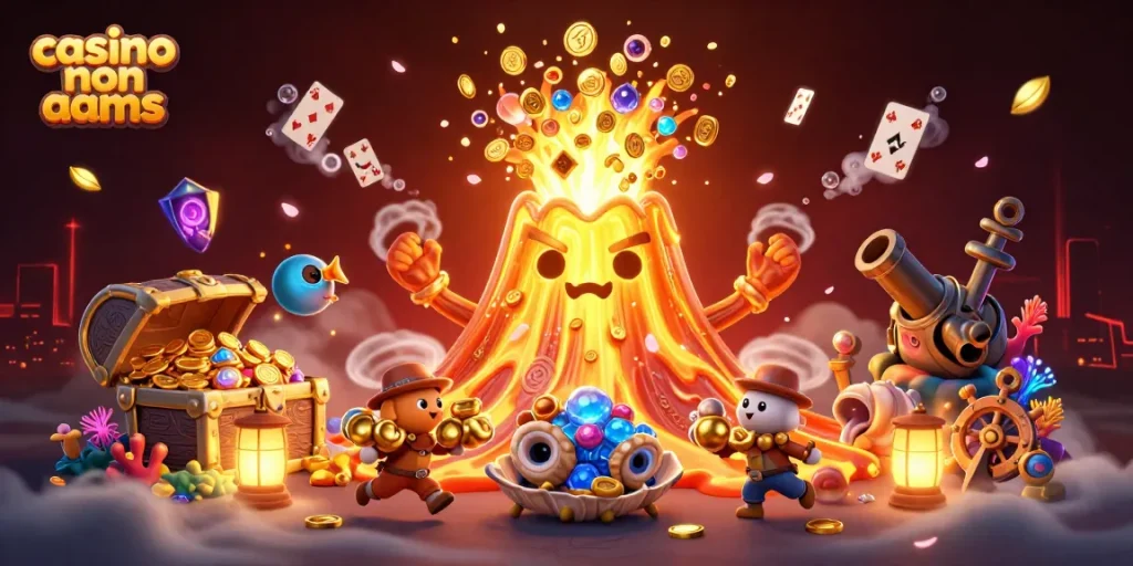 Giocatori esplorano un vulcano d’oro mentre scappano con tesori nei casino non AAMS.