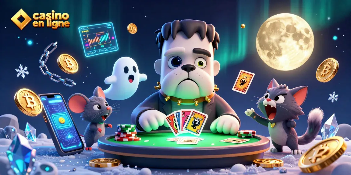 Jouez à des parties palpitantes au casino en ligne avec un bulldog Frankenstein et un chaton loup-garou.