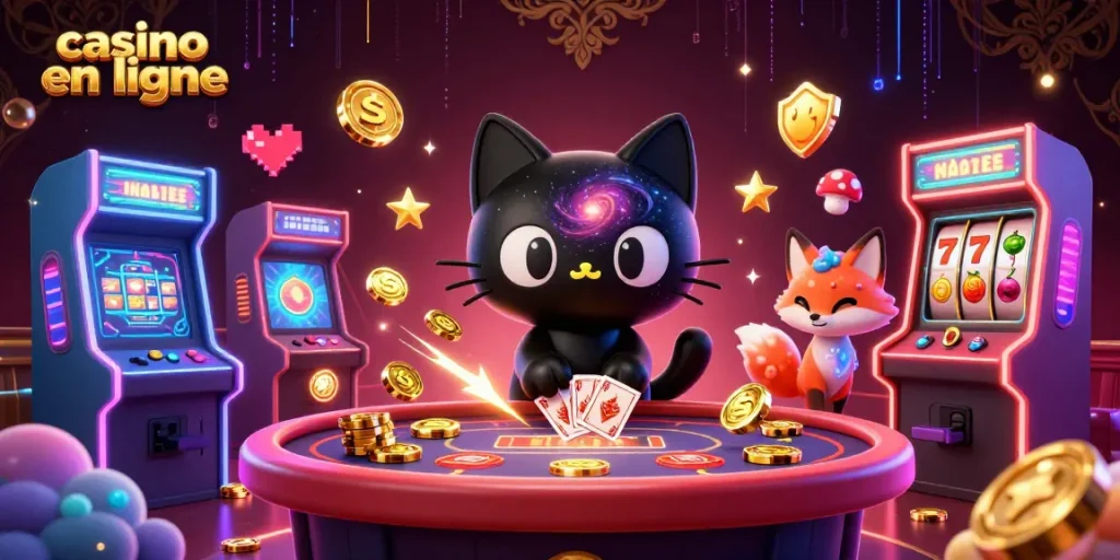 Gagnez aux jeux de casino en ligne avec un chat noir, un trou de ver et un renard nébuleux.