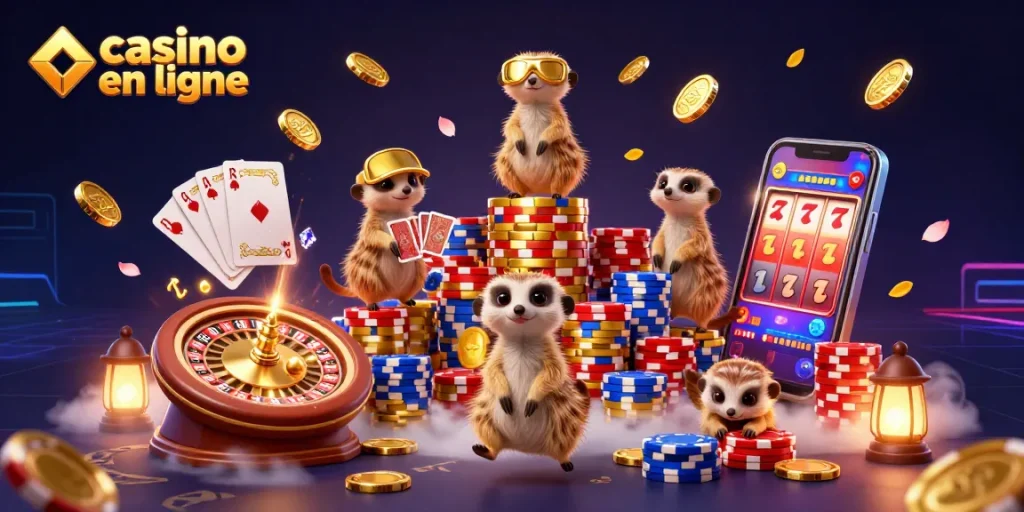 Le casino en ligne animé par une colonie de suricates avec un pit boss et des cartes volantes.