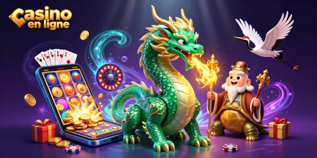 Un dragon d'émeraude et une tortue sage enchantée aux jeux de casino en ligne