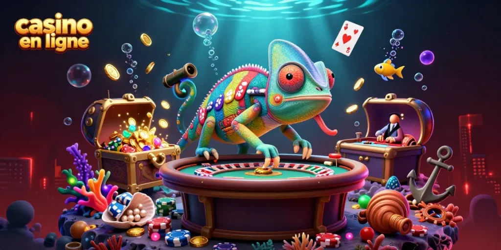 Jouer au casino en ligne avec un caméléon coloré et des trésors marins étincelants