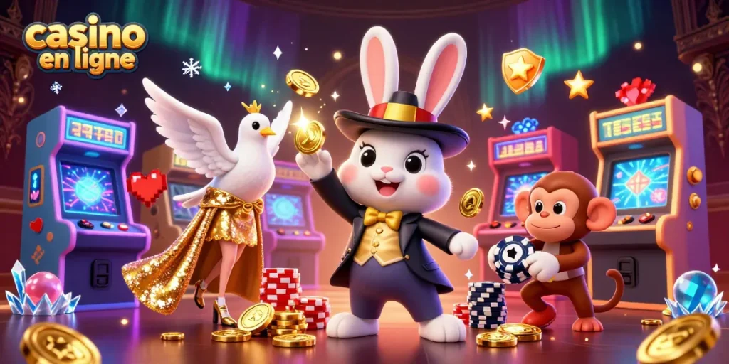 Découvrez un monde magique avec un lapin, une colombe et un singe au casino en ligne.