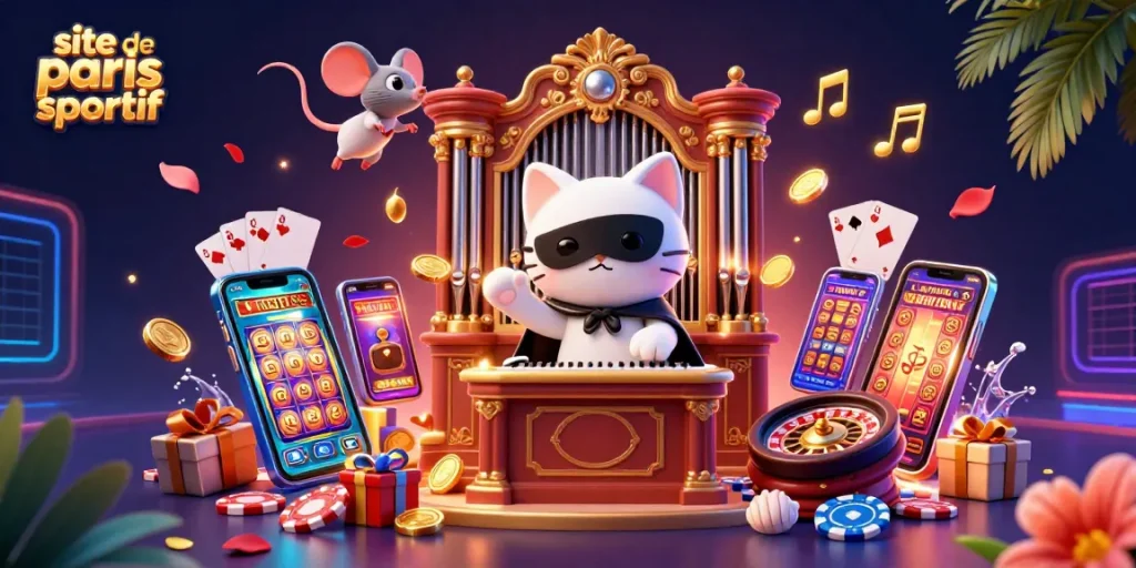 Pariez sur le site de paris sportif avec une illustration dynamique de casino riche en détails.