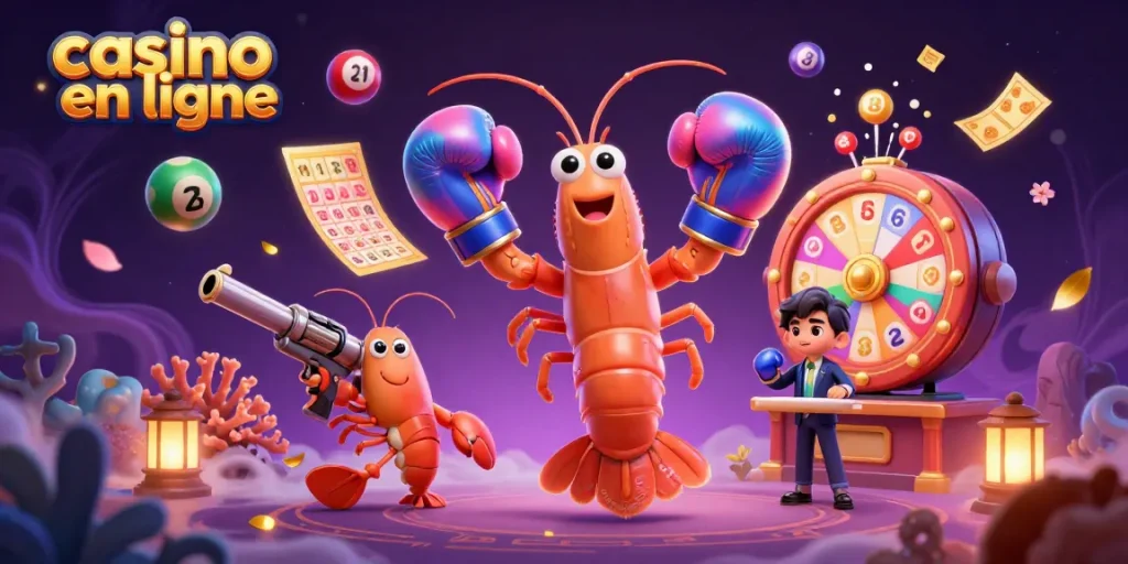 Jouez à des jeux de casino en ligne avec des éléments colorés et des personnages amusants.