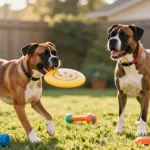 Indigoboxersndanes.com promoting active play with Boxer and Great Dane enjoying a sunny backyard.