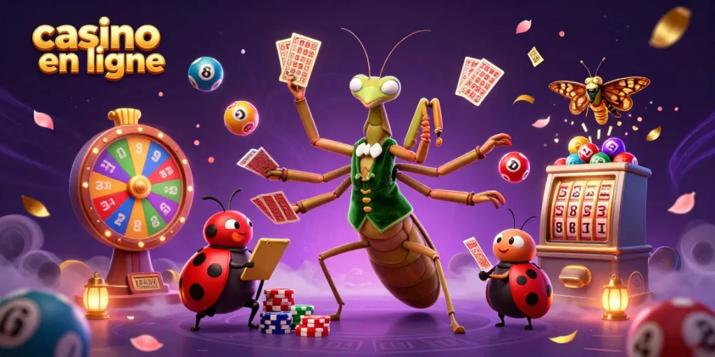 Visualisez une expérience captivante au casino en ligne avec des personnages animés et des éléments de jeu dynamique.